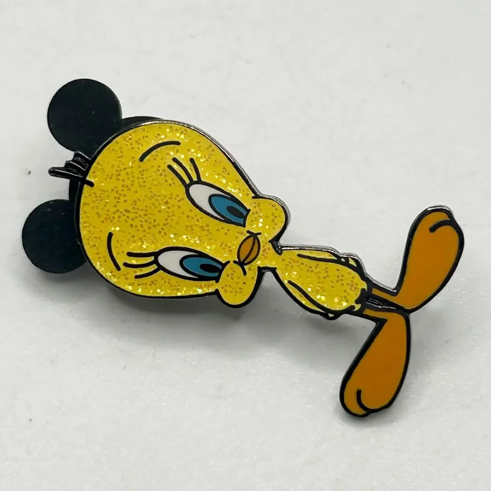 Looney Tunes Tweety Bird Figure Metal Enamel Glitter Sparkle Pin - Picture 2 of 4